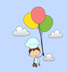 Kitchen Character Chef - Flying with Balloons
