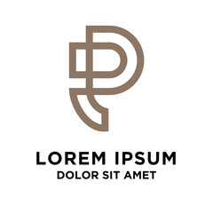 Letter P Line curve colorful logotype, beauty and fashion cosmetics logo vector design template element for corporate identity application or company