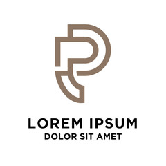 Letter P Line curve colorful logotype, beauty and fashion cosmetics logo vector design template element for corporate identity application or company