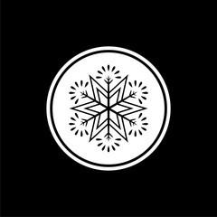 Snowflake icon isolated on black background 