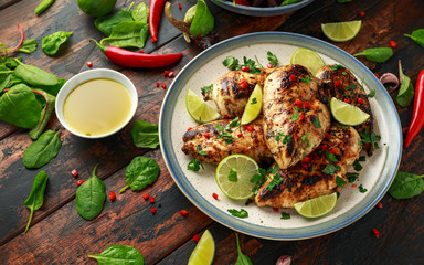 Homemade Grilled Chicken Breast in lime sauce with herbs
