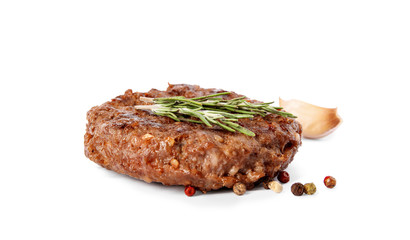 Grilled meat cutlet for burger isolated on white