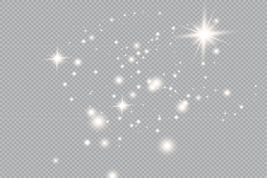Merry Christmas. golden fire on a transparent background, golden dusty stars. vector illustrator