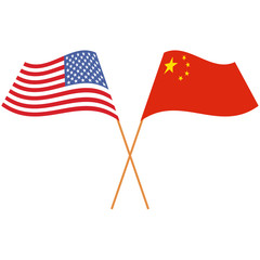 United States of America, People's Republic of China. National flags, icon set. Vector illustration on white background.