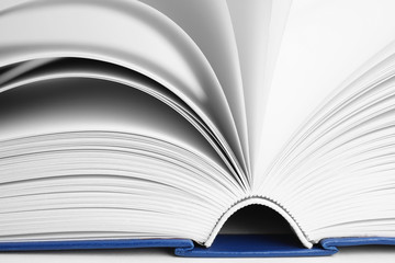 Closeup view of new open hardcover book