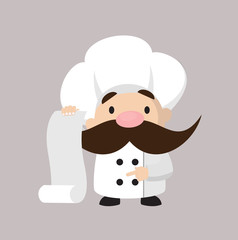 Funny Short Chef - Showing a Paper Scroll