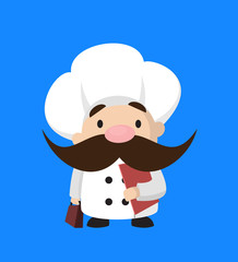 Funny Short Chef - Standing with File and Briefcase
