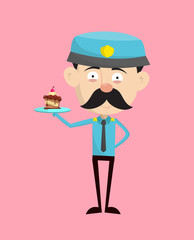 Funny Policeman Cop - Presenting a Cake