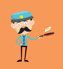 Funny Policeman Cop - Preparing Food