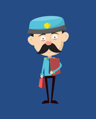 Funny Policeman Cop - Standing with File and Briefcase