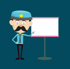 Funny Policeman Cop - Showing on White Board