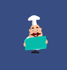 Fat Funny Chef - Holding a Paper Banner