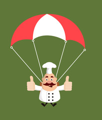 Fat Funny Chef - Successful Landing with Parachute