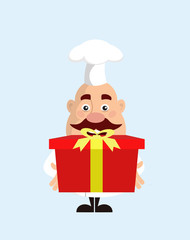 Fat Funny Chef - Presenting a Gift Box