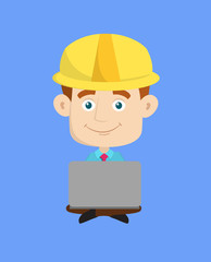 Engineer Builder Architect - Sitting and Working on Laptop