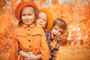 Fototapeta na wymiar three funny kids
