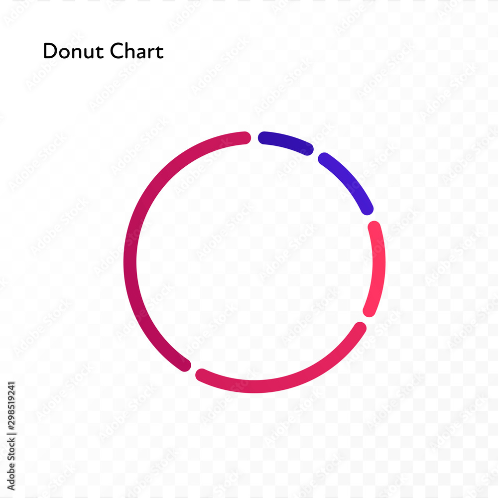 Poster vector color flat chart diagram icon illustration. red and blue thin donut line chart. round isolate