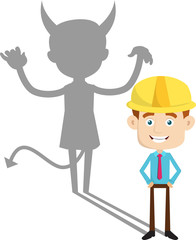Engineer Builder Architect - Devil person Standing with Fake Smile