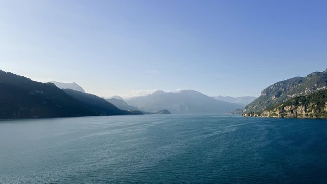 Aerial Time Lapse In Motion Or Hyperlapse General View Of Lake Como, Italy