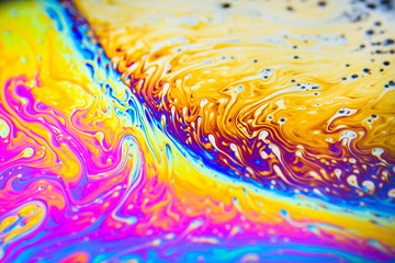 The closeup surface of a soap bubble