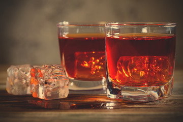 old wisky in two glasses