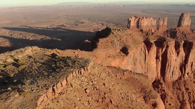 Monument Valley Brighams Tomb Fly Over Sunset Aerial Southwest USA