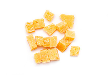 Parmesan Cheese, Pieces of Parmesan isolated on white Background