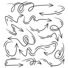doodle sketch arrows set comic style