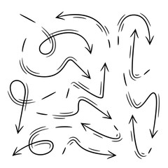 doodle sketch arrows set comic style