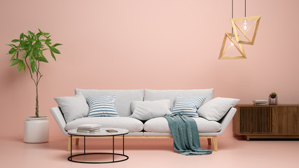 Interior of modern living room 3D rendering