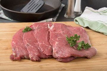 Thin sliced beef steaks