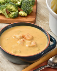 Fresh hot broccoli cheese bisque