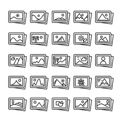 photo and image file icons set line design