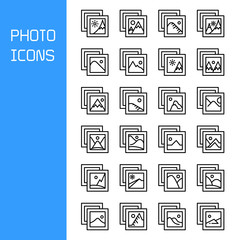 photo and image file icons set line design