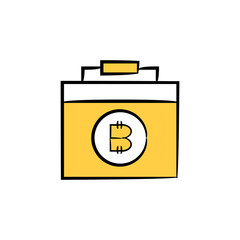 bitcoin briefcase crypto currency concept yellow icons