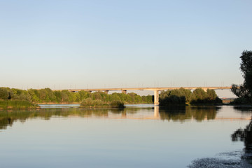 Fototapeta na wymiar car bridge over the river