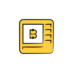 bitcoin money machine t yellow hand drawn