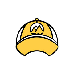 cap and brand icon for branding design concept yellow hand drawn