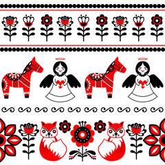 Scandinavian folk art seamless pattern.