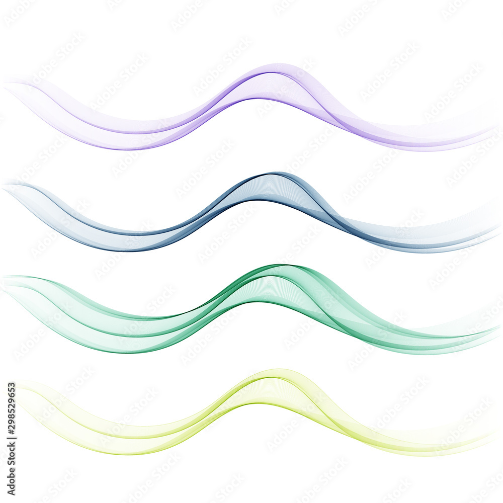 Poster smooth,clear,beautiful waves set wave abstract background vector eps10