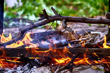 the fire burns with a hot flame