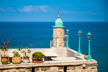 Al-Bahr Mosque tower in Jaffa. 