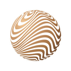 Striped Sphere. Vector 3d top abstract background.
