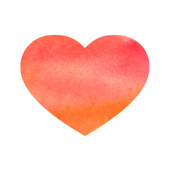 Watercolor heart. Various hand-drawn heart on a white background. Wedding or Valentine template. Symbol of love.