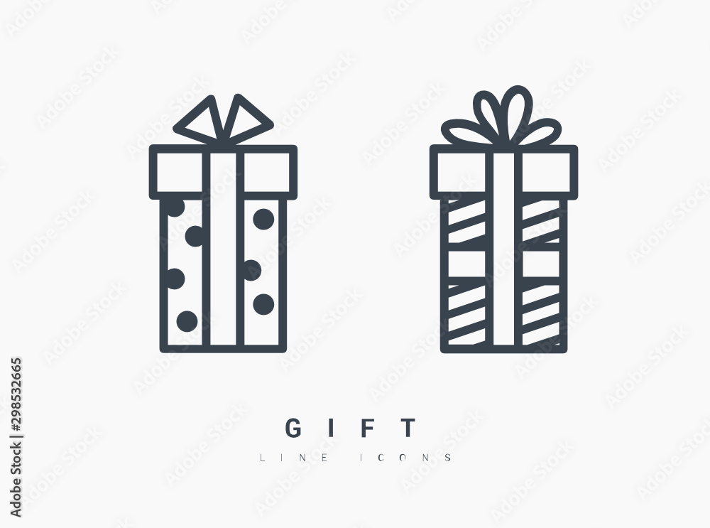 Poster gift isolated minimal icon. box graph line vector icon for websites and mobile minimalistic flat des