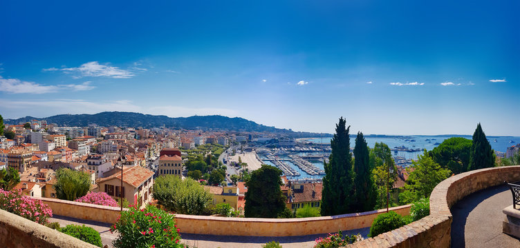 panoramic high angle view of the city of cannes the famous city of the south of france