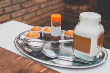 ingredients for serving sweet muffins