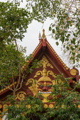 Ko Samui Island, Thailand - March 18, 2019: Wat Khunatam Buddhist Temple and monastery. Maroon...