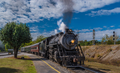Old Train rolling down the tracks