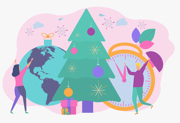 Fototapeta premium People celebrate the new year 2020. Metaphor of carporative celebrations. Office workers celebrate the holiday